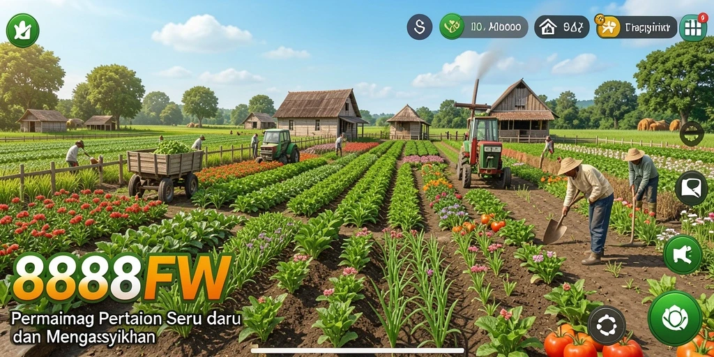 Tampilan menarik dari gameplay 888FW dengan aktivitas pertanian.