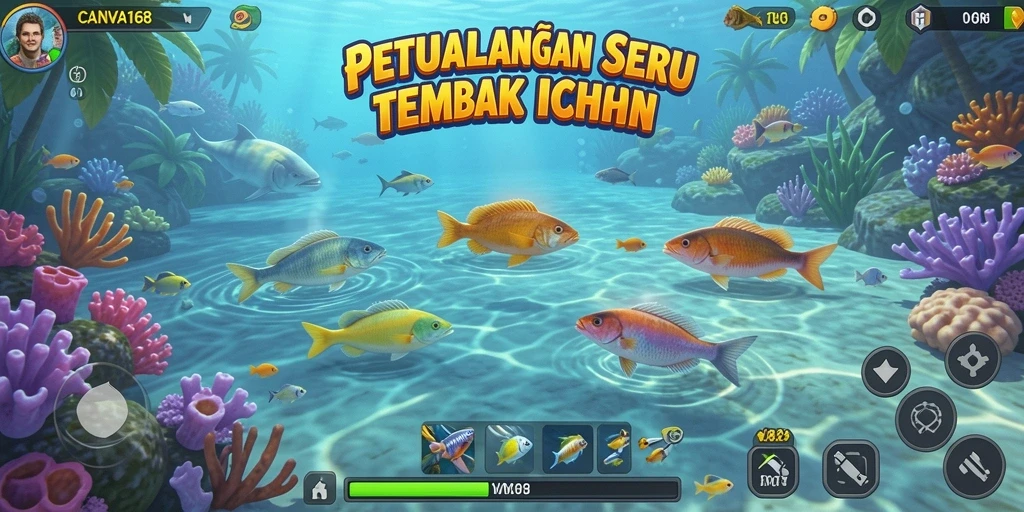 Gameplay CANVA168 yang seru saat menembak ikan.