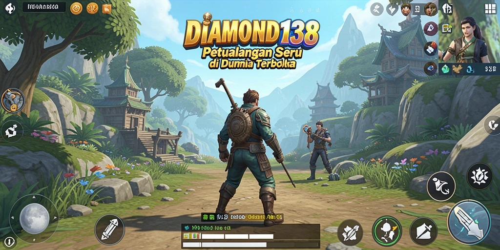 Screenshot gameplay DIAMOND138 yang menampilkan petualangan di dunia terbuka.