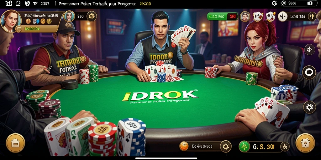 Tampilan gameplay seru IDROK yang menghadirkan keseruan Poker.