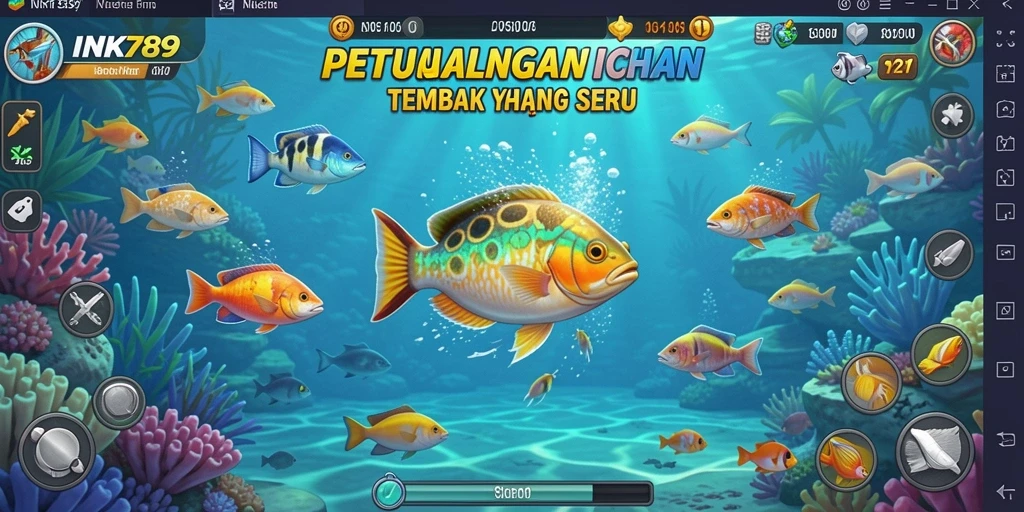 Menampilkan gameplay seru dari game Tembak Ikan INK789.