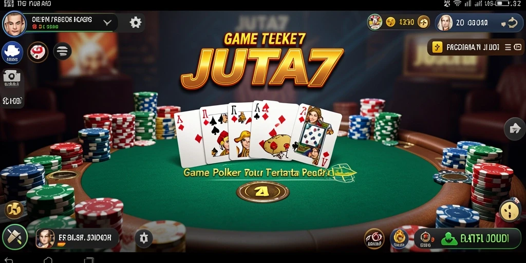 Screenshot utama JUTA7 menampilkan gameplay poker yang mendebarkan.