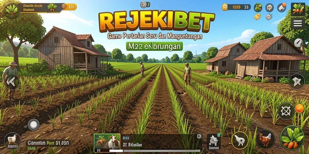 Tampilan gameplay <strong>REJEKIBET</strong> saat melakukan aktivitas bertani yang menyenangkan.