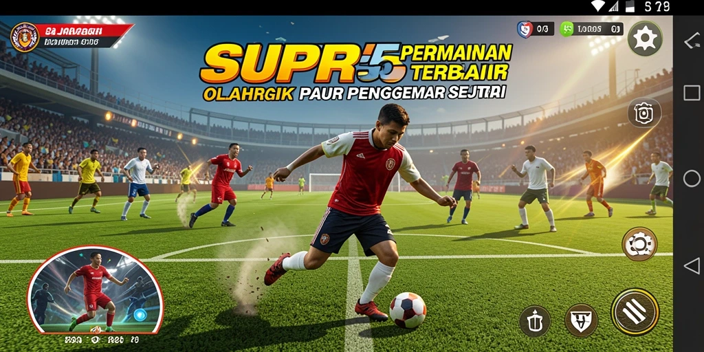 Tangkapan layar utama SUPER5 menampilkan aksi seru dalam pertandingan olahraga.