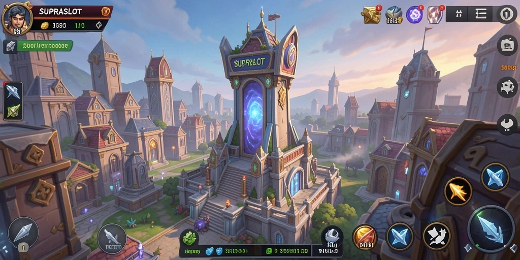 Tampilan gameplay menara seru dalam SUPRASLOT.