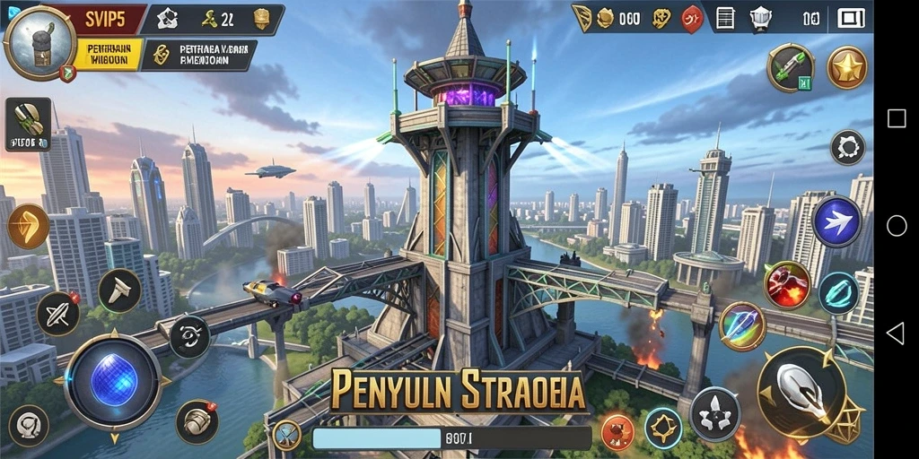 Tampilan gameplay Tower Defense yang mendebarkan di SVIP5.
