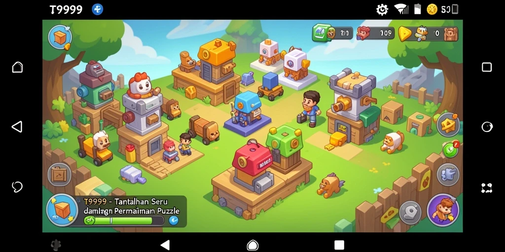 Screenshot gameplay T9999 menampilkan tantangan puzzle yang menarik.