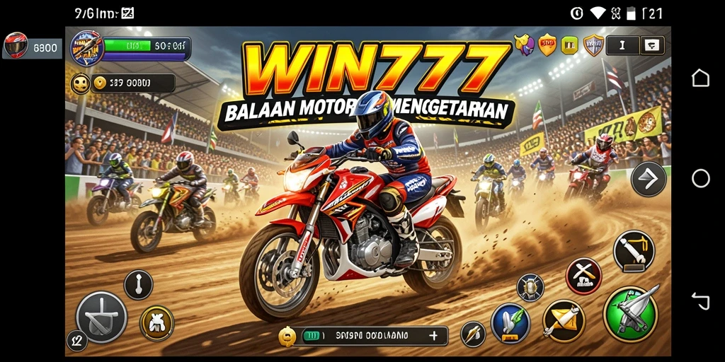 Tampilan gameplay dari balapan motor yang mendebarkan di WIN777.