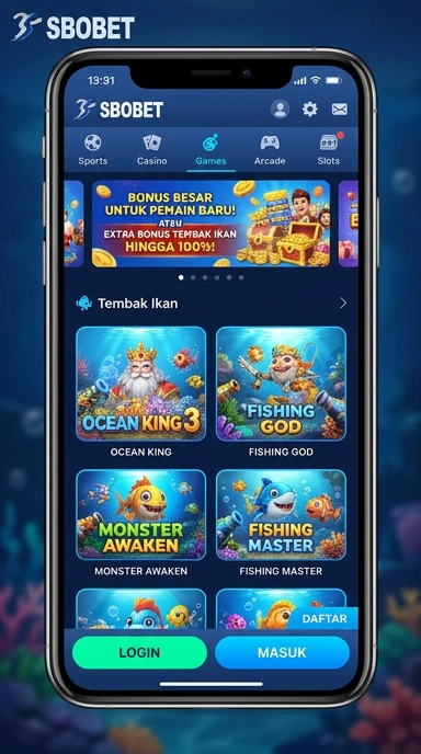 Tampilan antarmuka aplikasi sbobet yang menarik.